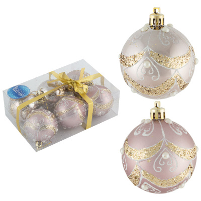 Набор шаров "Орнамент" 6см 6шт (пластик,полиэстер) (1)