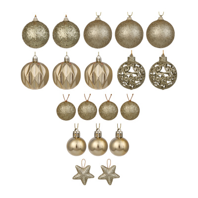 Набор шаров и украшений 19 шт, 3см и 6см, золотой СНОУ БУМ (1/1)