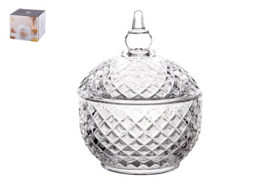 Ваза сервировочная с крышкой 9.5х6х12.5см стекло (1/48)