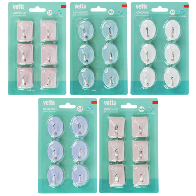 Крючки самокл. на блистере 6шт VETTA (1/10/160)