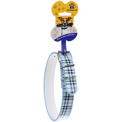 Ошейник д/собак "Шотландская клетка" цвет голубой Ultramarine(1/10)
