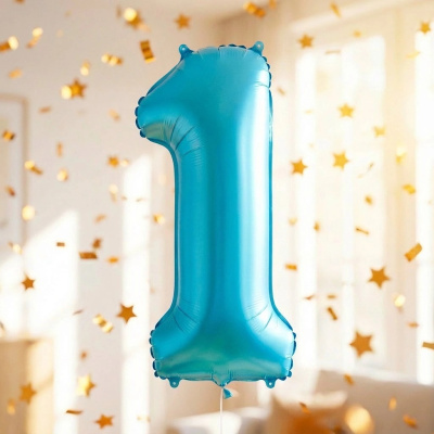 Шар фольгированный 32'/81см "Цифра "1" (голубой) (20/20)
