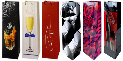 Пакет 433 М12 пакет подарочный бумажный под бутылку 10,2*33*8,9см (12/12)