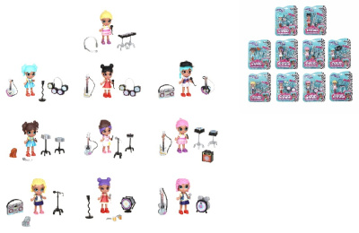 Кукла с аксессуарами "Музыкальная вечеринка", пластик ABS,PP, PVC,16.5х22.6х4см,12диз (1/24)