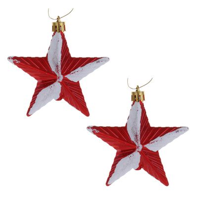 Набор декор. украшений "Звезды" 2шт, 9x3x9см, пластик, арт.3 СНОУ БУМ (1/12)