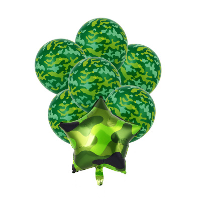 Набор воздушных шаров 7 шт, фольга 18", латекс 12",  камуфляж, арт 23(10/120)