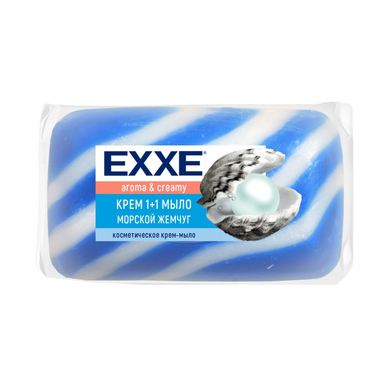 EXXE Туалетное крем-мыло 1+1 "Морской жемчуг" синее 80гр (1/72)