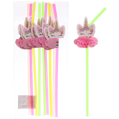 Трубочка д/коктейля "Волшебный единорог", 24 см (набор 10 шт), микс (1/1)