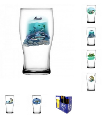 Бокал для пива 500мл. 2шт. "Рыбалка" (стекло) (1/6)