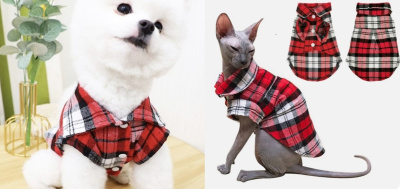 Кофта - рубашка фланелевая д/мелких пород собак и кошек "BRO Style", цвет красный, р XL(1/12)