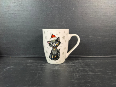 Кружка 360мл Новогодний котенок (фарф.) (12/48)