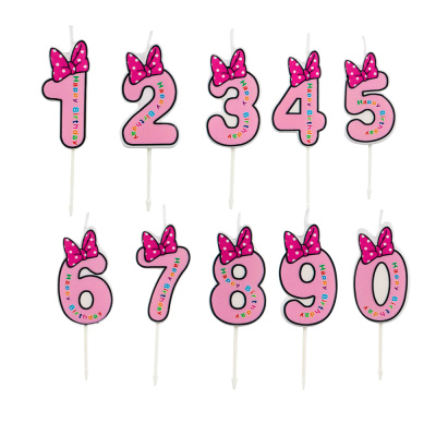 Свеча д/торта в форме цифр, парафин (0-9), с бантиком FNtastic (24/72/720)