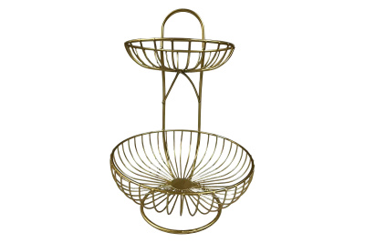 Ваза 2-х ярусная для фруктов 16х36х25см золотая нжс(1/18)