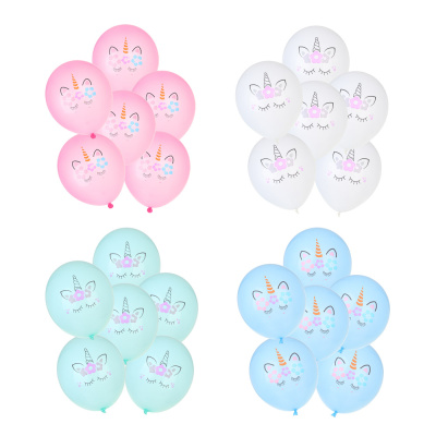 Набор воздушных шаров, 6 шт, 12" с цветным рисунком "Единороги", 4 цв FNtastic (12/12)