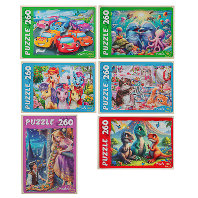 Пазлы 260 элементов, 27,3х37,4x27,3см, 6диз (6/12) Пазлы 260 элементов, 27,3х37,4x27,3см, 6диз (6/12)