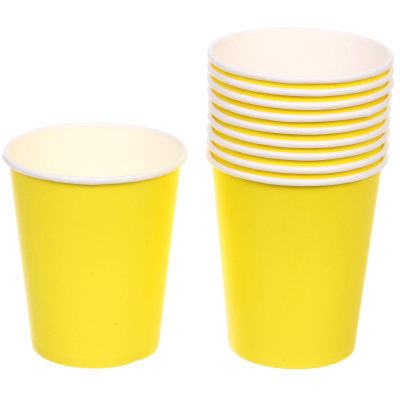 Стакан бумажный 0,2л в наборе 10 шт "Желтый" (1/300)