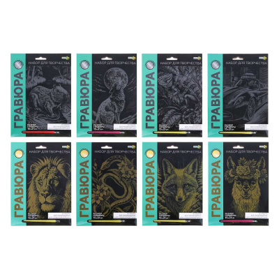 Набор д/творчества "Гравюра", 24,7x17,8см, картон, PP, 8 диз ХОББИХИТ (8/8)