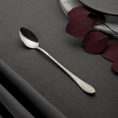 Ложка чайная с удлиненной ручкой "Цветы", 19см, нерж.сталь (1/10)