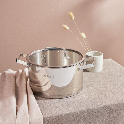 Кастрюля 24х13,5см. 5,9л. со стекл. крышкой, индукция SATOSHI Шато (1/6)