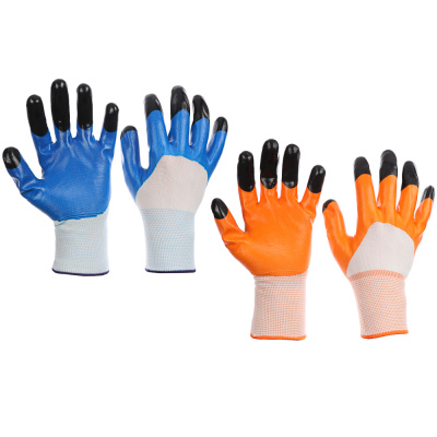 Перчатки садовые INBLOOM нейлоновые с двойным нитриловым полуобливом 10р-р 23,5см (2цв) (6/6)