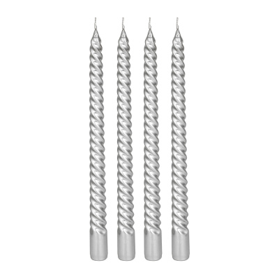 Набор витых свечей, 4 шт, 25 см, цвет серебро. LADECOR (1/56)