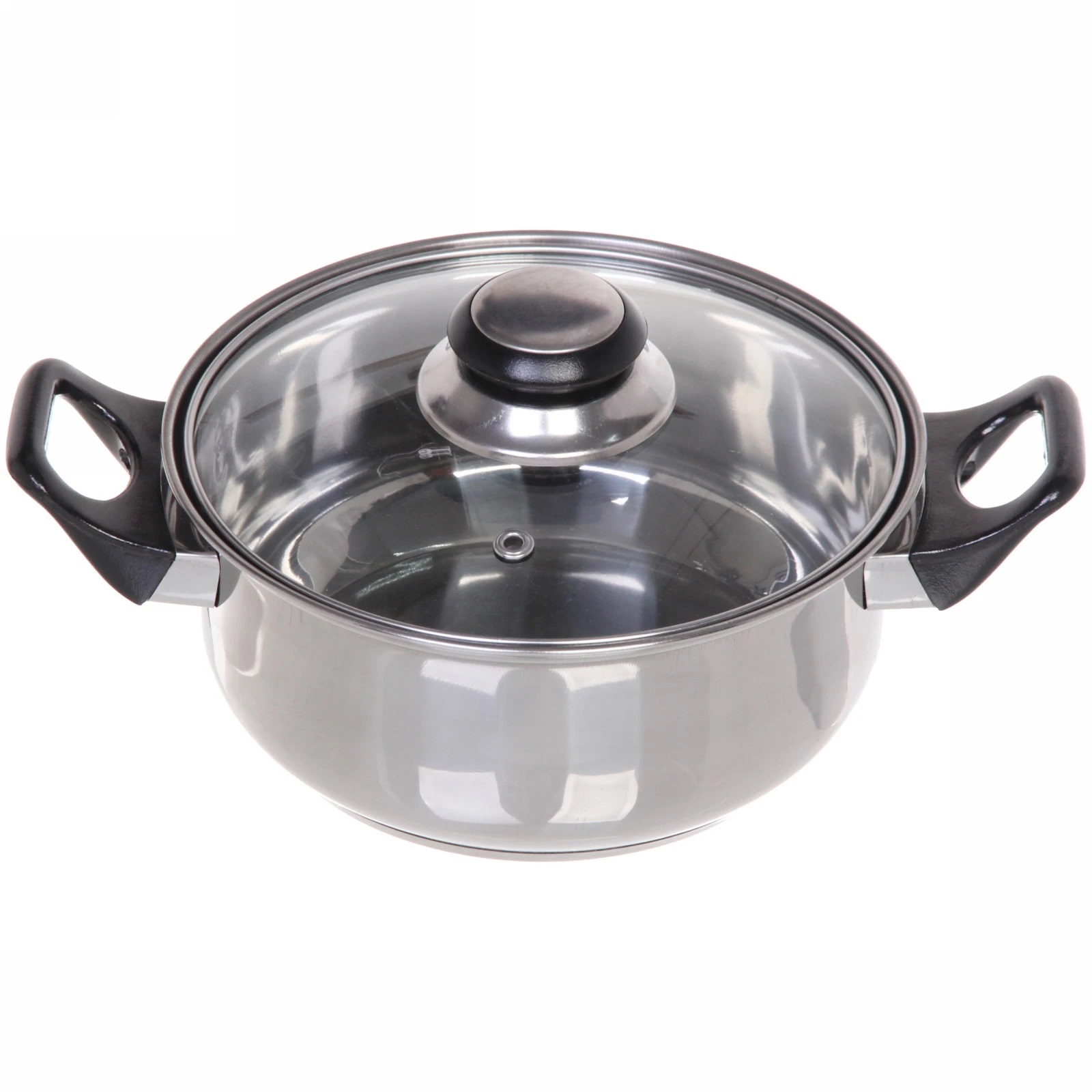 Кастрюля из нерж. стали "Cook" 1,3л со стекл. крышкой 18*8см (1/18)