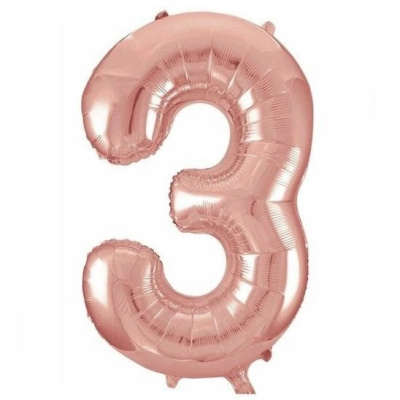 Шар фольгированный 32'/81см "Цифра 3" (розовое золото) (1/20)