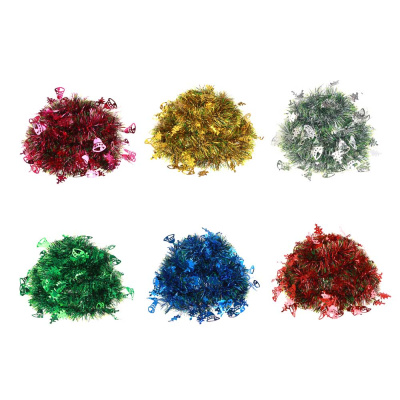 Мишура с декором "елочки" и "колокольчики", 6x200 см, ПВХ, 6цв СНОУ БУМ (12/480)