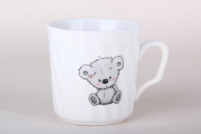 Кружка 250мл Мишка ф.волна (керам.) (12/48)