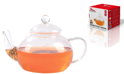 Чайник 1,0л корпус и крышка из бороселик.стекла, п/у (1/24)