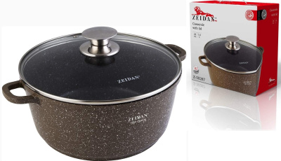 Кастрюля 7,8л каменное внеш. и внутр. покр с гранит.крош, силик.накл, ст/кр п/у (лит.алюм) (4)