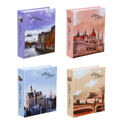 Фотоальбом "Город" на 40 фото, 10х15см, ПВХ, картон, в кейсе, 4 дизайна(4/72)