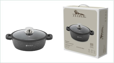 Жаровня 3,0л с ст/кр Black(индукц.дно,силик.накл.,А/П)(литой алюм)  п/у  (1/6)