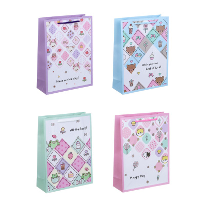 Пакет подарочный бумажный, 18x24x7 см, 128 гр, 4 диз, Пожелания(12/12)