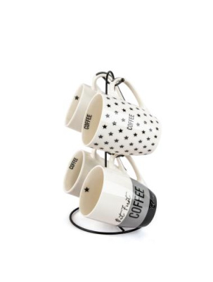 Набор кружек 4шт *380 мл на метал. стенде. керам (1/6)     