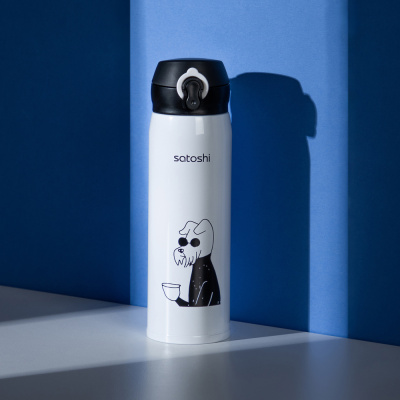 Термос-кружка с крышкой на защелке, 450мл "ЭнерджиДог", нерж.сталь SATOSHI (1/50)