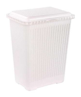 Корзина для белья 25л "Вязаное плетение" (белый) (уп.6)