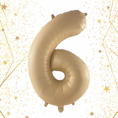 Шар фольгированный 32'/81см "Цифра "6" (шампань) (1/20)