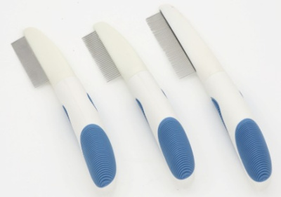 Расческа - пуходёрка д/животных "ЛАПУСИКИ"коллекция БРО, прорез.ручка,цв.белый/голубой,5*22см(1/12)