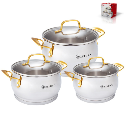 Набор посуды 6 пр.(кастр.2,0л,3,0л,4,0л)нжс,3-х слойн.капсул.дно, ст/кр, п/у (1/4)