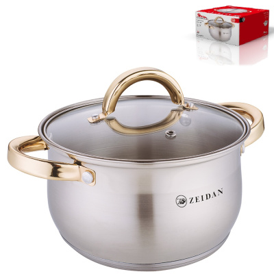 Кастрюля 4,0 л, ст/кр, 5-ти степов.капсул.индукц.дно, ручки под золото, п/у (нжс)(1/6)