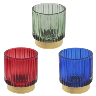 Подсвечник, L7 W7 H8 см, 3в.(стекло)(30/120)