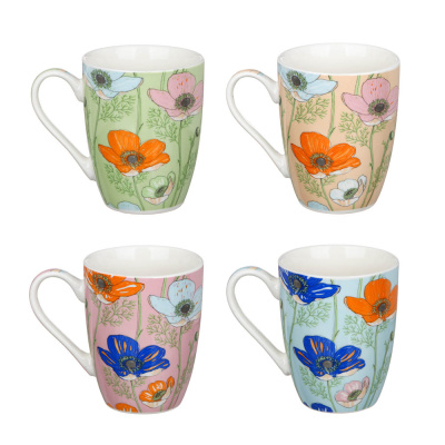 Кружка 350мл "Маки" (фрф) (4цв) (12/24)