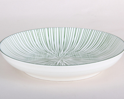 "Line" Тарелка 19см глубокая зеленый фарф.(12/60)