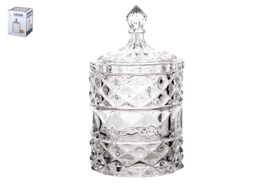 Ваза сервировочная с крышкой 9х16см (стекло) (1/24)