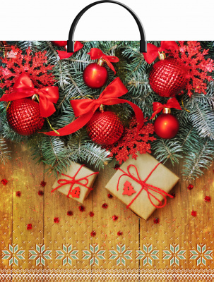 Пакет Шарики на деревянном- пластиковая ручка 440х400х100см (10/100)