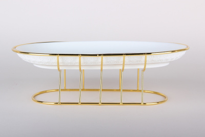 "Снежная королева" Блюдо на металлической подставке 25см ф.овал керам. (1/12)