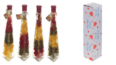 Бутылка декоративная "Овощи", L7 W7 H32 см, (4в)(стекл.полим.мат.натур.мат.)п/у (1/36)