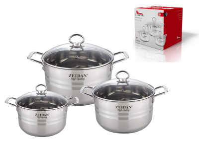 Набор посуды 6пр (кастр. 2,0л, 3,3л, 5,9л) комб полир, шкала литража, ст/кр (нжс) п/у (1/4)