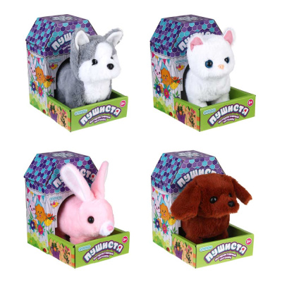 Питомец интерактивный "Пушистя", PP, полиэстер, 16-20см, движение, звук, 2хАА,  4диз ИГРОЛЕНД (4/48)